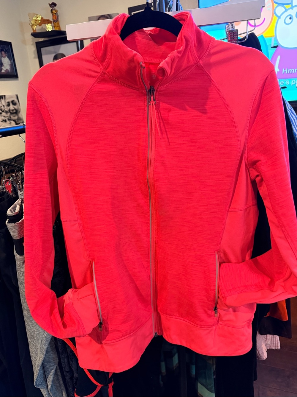 Tangerine Hot Pink Full-Zip Utility Jacket